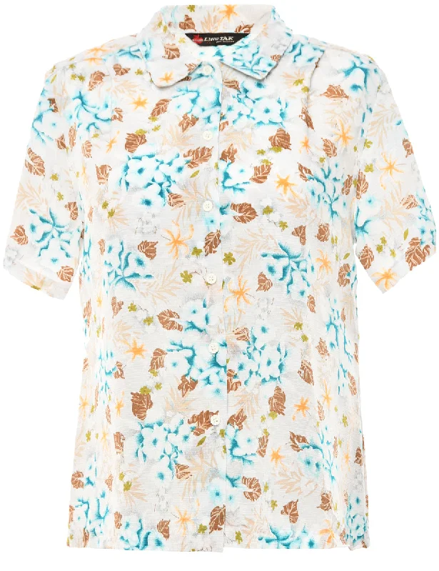 Floral Print Multi-Colour Blouse - M Sheer Mesh Blouse