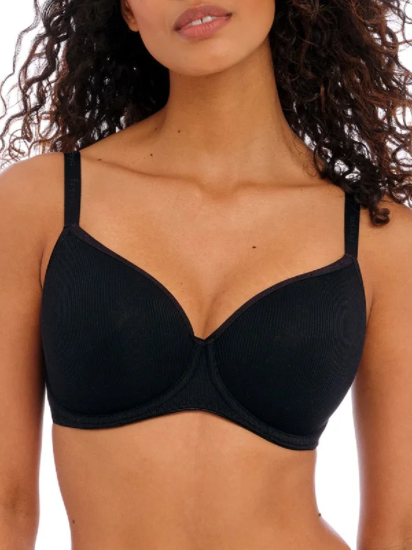 Chill Demi T-Shirt Bra - Black Satin Fabric Silk Fabric Chiffon Fabric