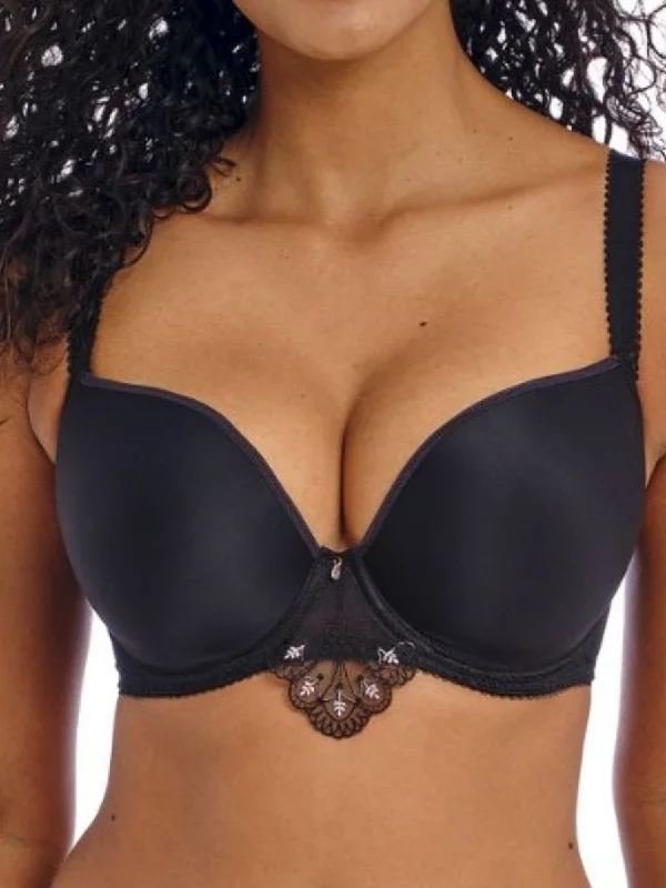 Loveland Moulded Plunge T-Shirt Bra - Boudoir Noir Spandex Blend Rayon Blend Denim Blend