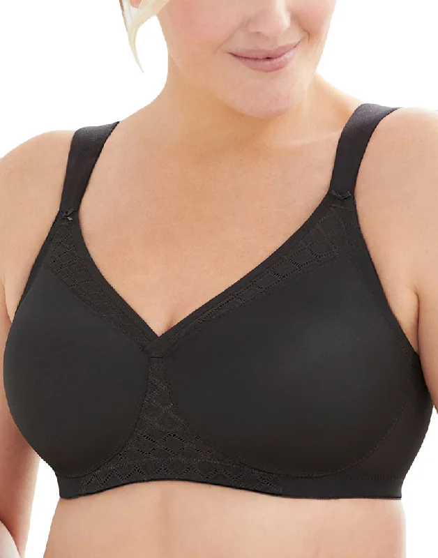 Glamorise Everyday Seamless Support T-Shirt Bra Black 1080 Boxy Fit Fitted Loose