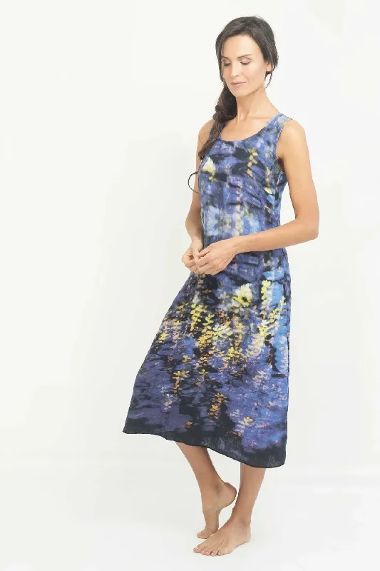 Harriet Jane Linen Tank Dress Electric Reflections