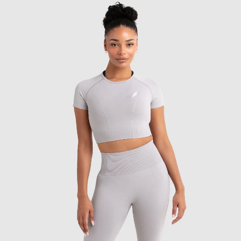 Hyperflex 2 Cropped Tee - Light Grey Front Pockets Side Pockets Patch Pockets