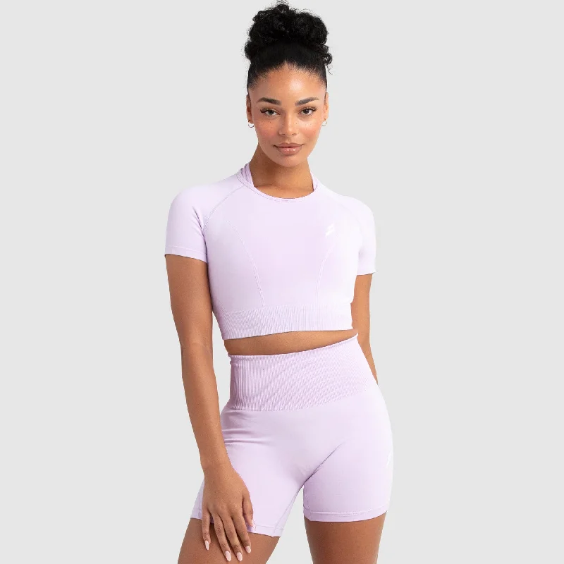 Hyperflex 2 Cropped Tee - Lilac Mesh Blend Leather Blend Suede Blend