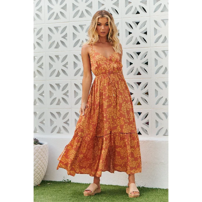 JAASE Womens Day Dream Sun Print Avila Dress - Orange