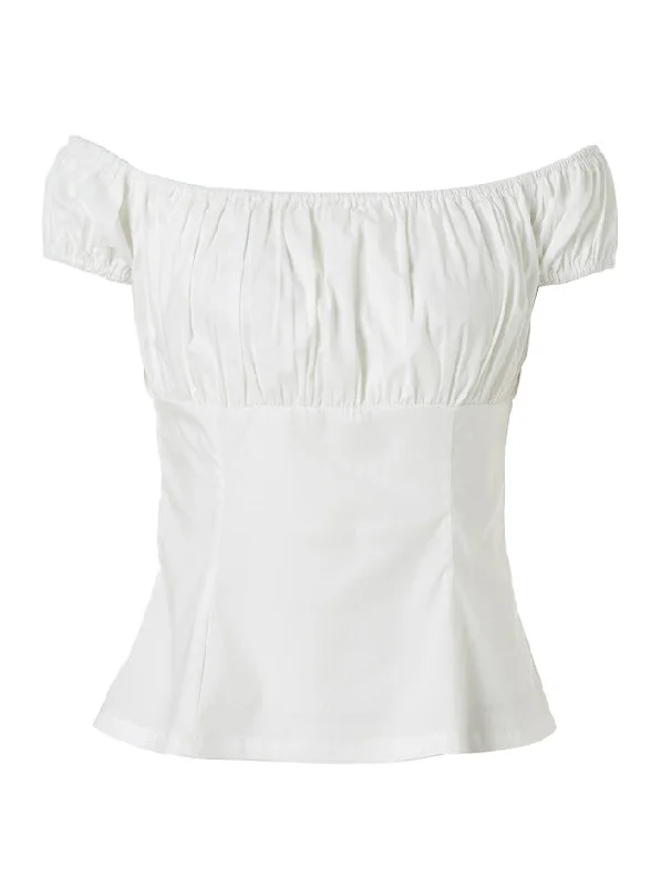 Women's Short Sleeve Ruffle Off Shoulder T-shirt Peasant Top Hooded Caped Shawl Collar
