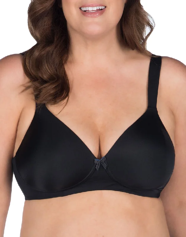 Leading Lady Brigitte Classic Wirefree Padded T-Shirt Bra Black 5225 Notch Collar Peter Pan Collar Cowl Neck