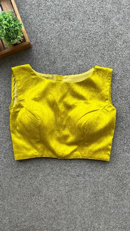 Lime Yellow silk sleeveless blouse Office-Ready Blouse