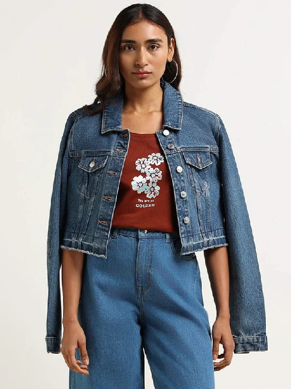 LOV Brown Printed Cotton T-Shirt Front Pockets Side Pockets Patch Pockets