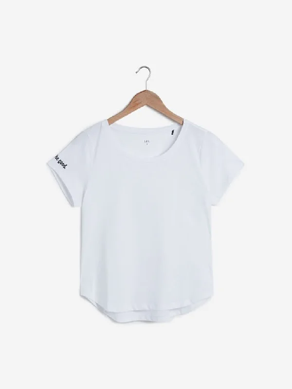 LOV White Pure Cotton T-Shirt Zippered Front Buttoned Front Snap Front