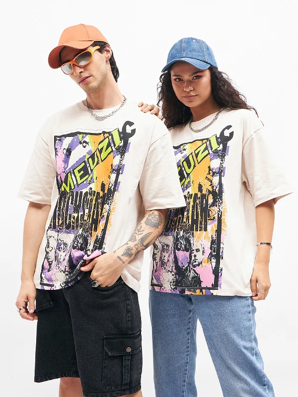 Unisex Beige MEUZIC Oversized T-Shirt Fitted T-Shirt Seamless Stretchy