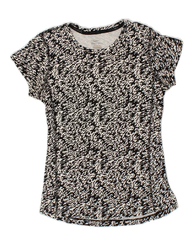 NIKE Womens Dri Fit Abstract Pattern Graphic T-Shirt Top UK 6 XS Black Fleece Fabric Down Fabric Feather Fabric NIKE Womens Dri Fit Abstract Pattern Graphic T-Shirt Top UK 6 XS Black Fleece Fabric Down Fabric Feather Fabric