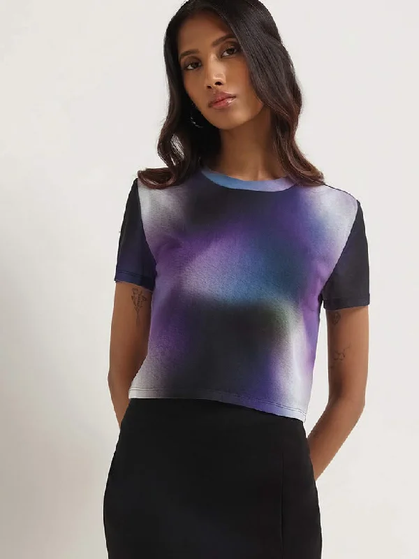 Nuon Multicolour Tie-Dye T-Shirt Zippered Front Buttoned Front Snap Front