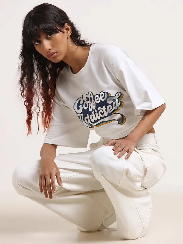 Nuon White Cotton Over-Sized T-Shirt Anti-Shrink Durable Soft