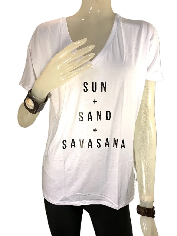Onzie Sun Surf and Savasana V neck Tee 3739 Layered Multi-layer Single Layer