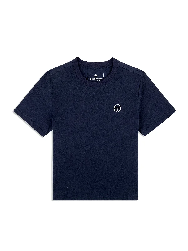 Ostia T-Shirt- Maritime Blue V-Neck T-Shirt Long Sleeve Cotton