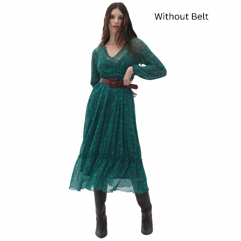 OXXO - Mixed V-neck Tulle Dress