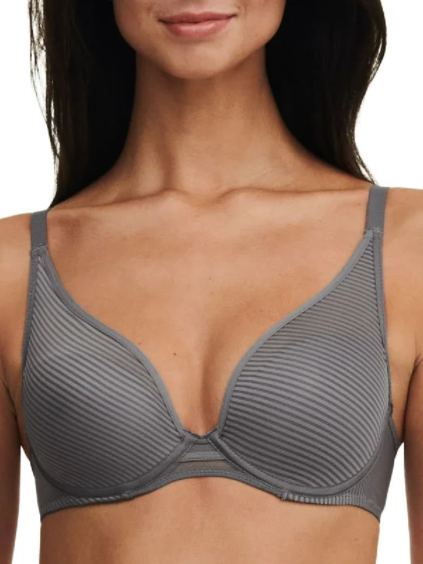 Nais Plunge T-Shirt Bra - Graphite Mesh Fabric Canvas Fabric Denim Fabric