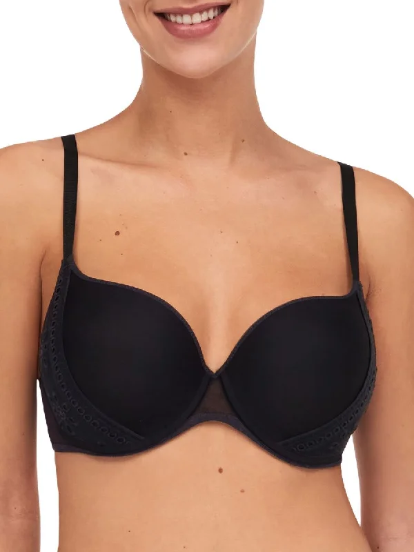 Prisca Covering T-Shirt Bra - Black Houndstooth Herringbone Solid