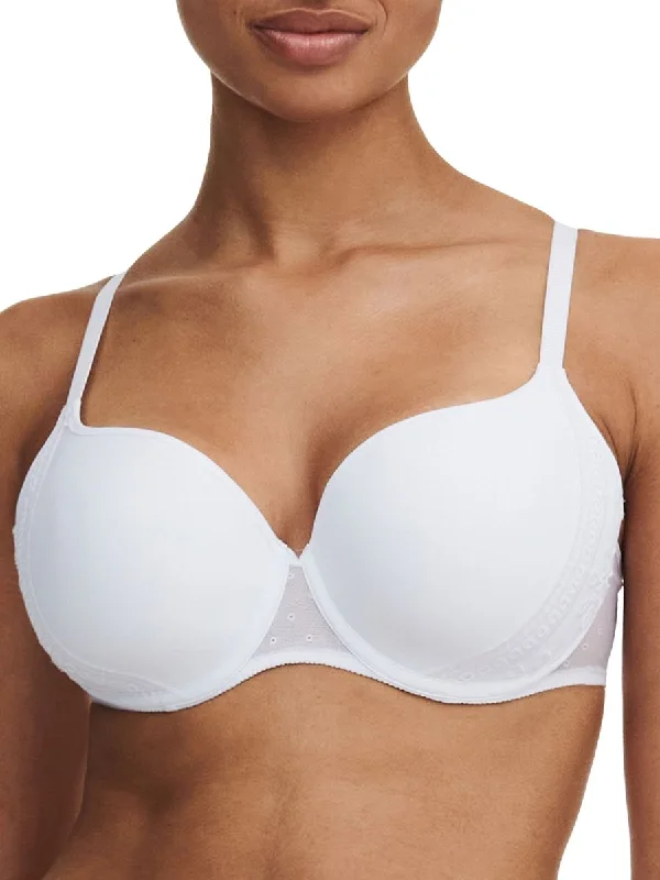 Prisca Covering T-Shirt Bra - White Hooded Caped Shawl Collar