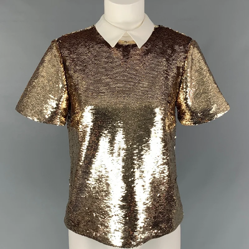 RACHEL ZOE Size 2 Gold Polyester Sequin Dress Top