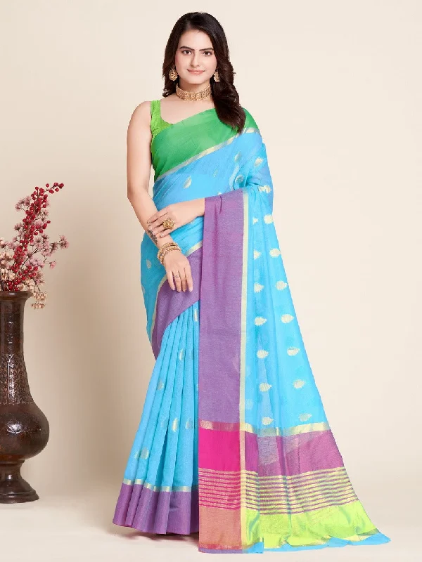 Women Party Wear Soft Silk Saree with Un-Stitched Blouse Chic Sleeveless Blouse
