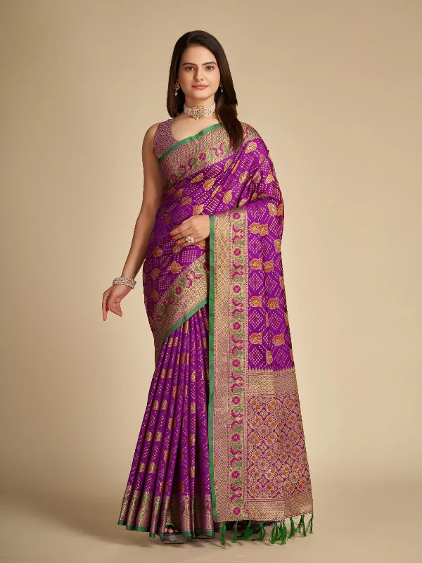 Women Party Wear Pure Patola Silk Saree with Un-Stitched Blouse Silky Tunic Blouse