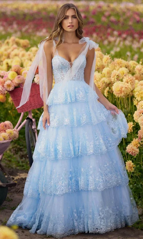 Sherri Hill 56260 - Bow Straps Tiered Ballgown