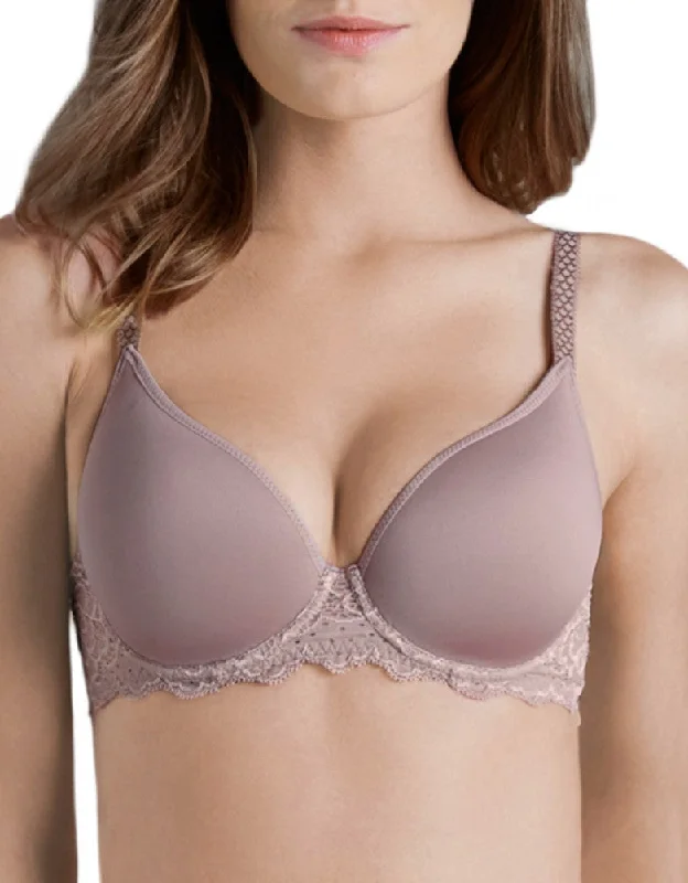 Simone Perele Caresse 3D Plunge T-Shirt Bra Sand 12A316 Jersey Fabric Tulle Fabric Batik Fabric