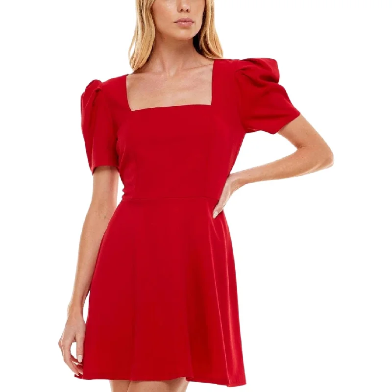 SPEECHLESS - Square Neck Puff Sleeves Fit & Flare Dress
