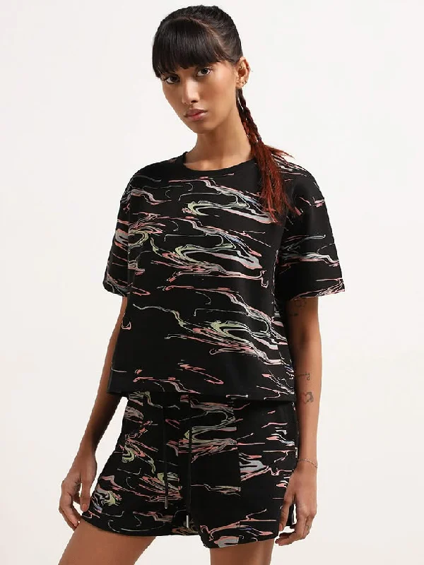 Studiofit Black Abstract Print Cotton Relaxed Fit T-Shirt Plaid T-Shirt Polka Dot Checkered Studiofit Black Abstract Print Cotton Relaxed Fit T-Shirt Plaid T-Shirt Polka Dot Checkered