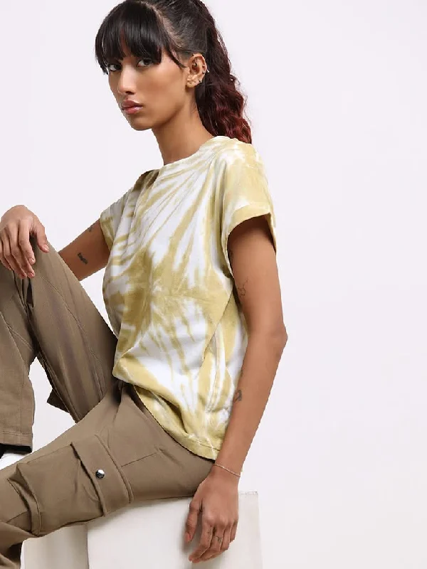 Studiofit Green Tye-Dye Cotton T-Shirt Elasticated Padded Insulated