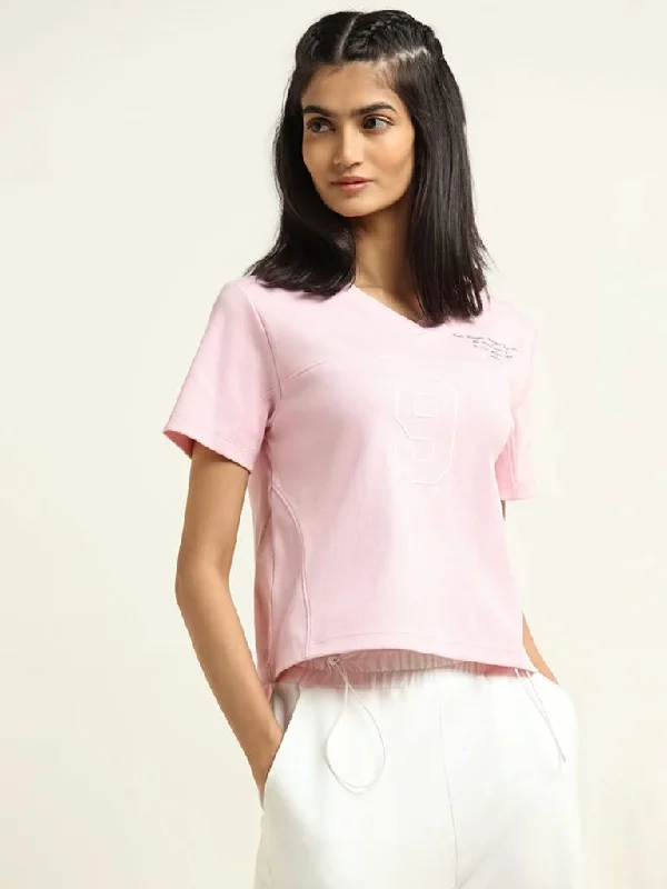 Studiofit Light Pink Printed Cotton Blend T-Shirt Mesh Fabric Canvas Fabric Denim Fabric Studiofit Light Pink Printed Cotton Blend T-Shirt Mesh Fabric Canvas Fabric Denim Fabric