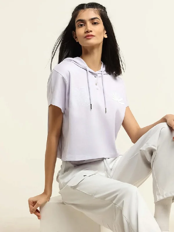 Studiofit Lilac Cotton Blend Hoodie T-Shirt Jersey Fabric Tulle Fabric Batik Fabric