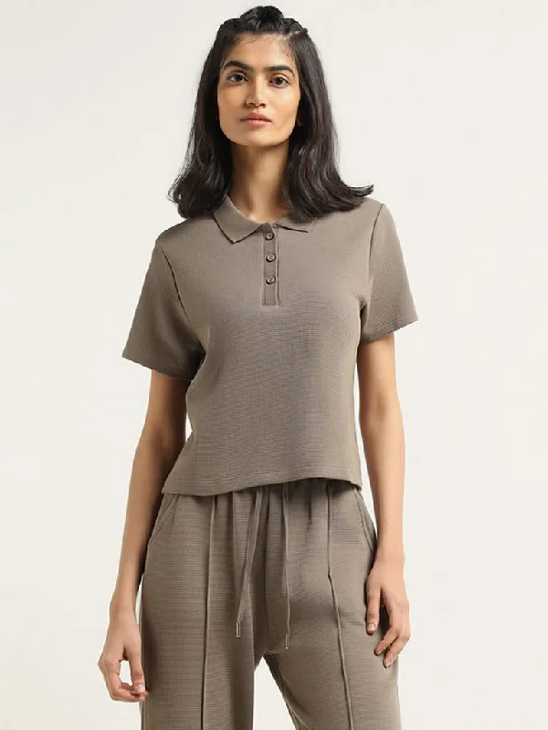 Studiofit Moss-Green Self Patterned Cotton T-Shirt Fitted T-Shirt Seamless Stretchy