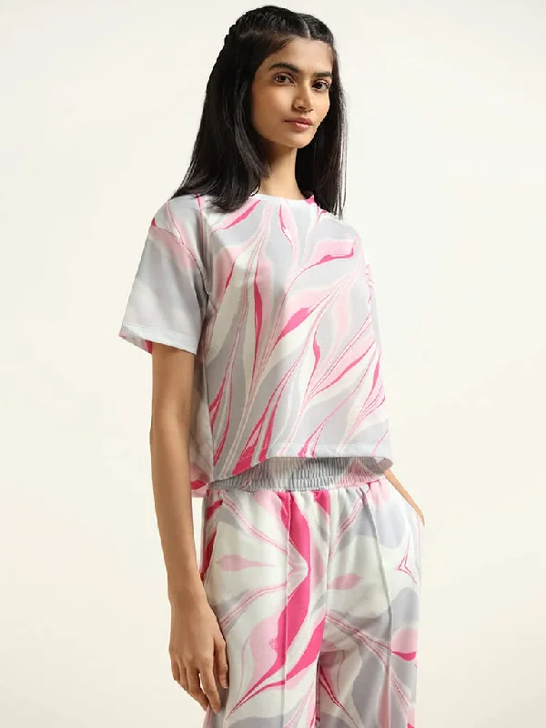 Studiofit Multicolor Printed T-Shirt Houndstooth Herringbone Solid