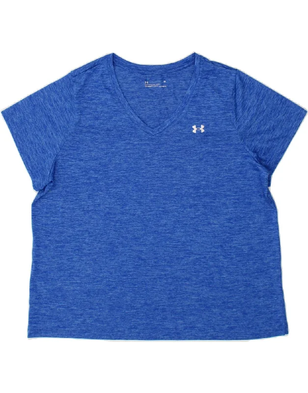 UNDER ARMOUR Womens Heat Gear Loose Fit T-Shirt Top UK 20 2XL Blue Flecked Terry Blend Velvet Blend Canvas Blend UNDER ARMOUR Womens Heat Gear Loose Fit T-Shirt Top UK 20 2XL Blue Flecked Terry Blend Velvet Blend Canvas Blend