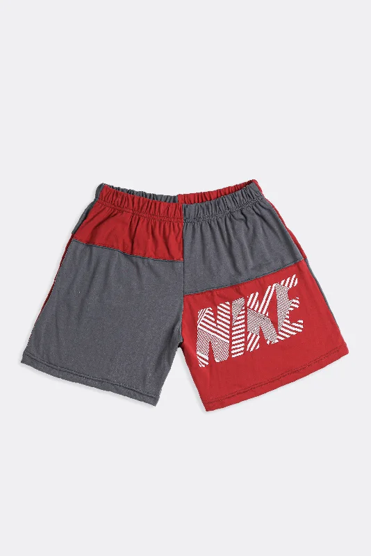 Unisex Rework Nike Patchwork Tee Shorts - M Elegant Classic Vintage