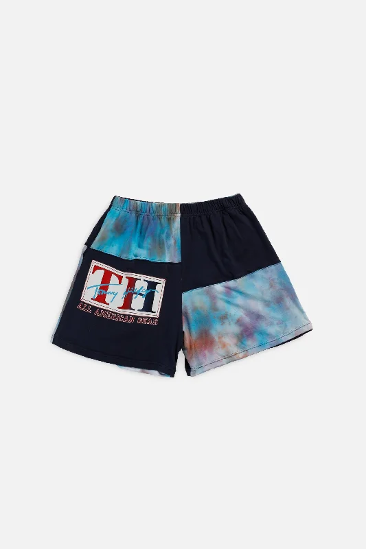 Unisex Rework Tommy Hilfiger Patchwork Tee Shorts - XXL Solid Print Embellished