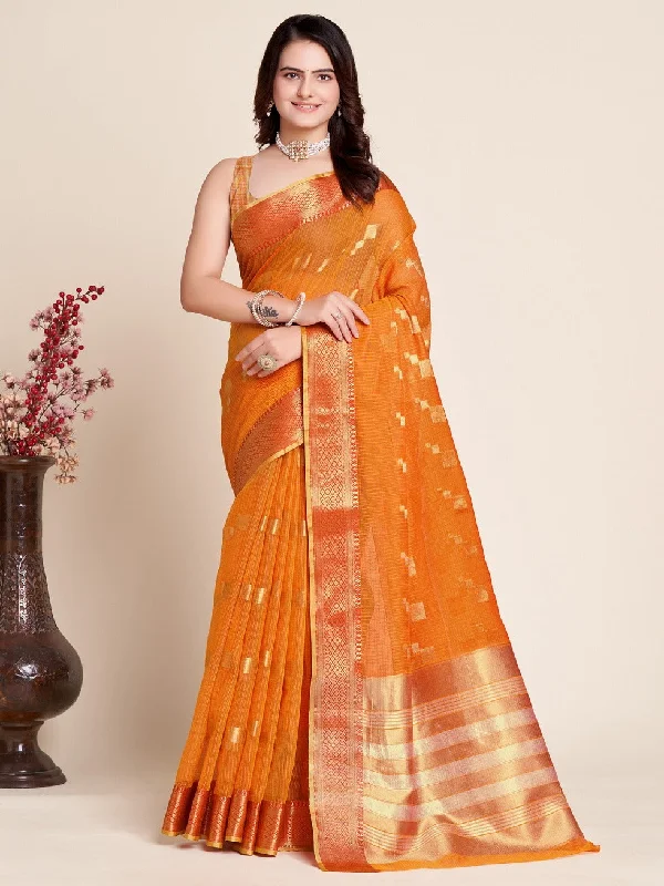 Women Party Wear Kota Doriya (Semi Cotton) Soft Silk Saree with Un-Stitched Blouse Romantic Lace Blouse