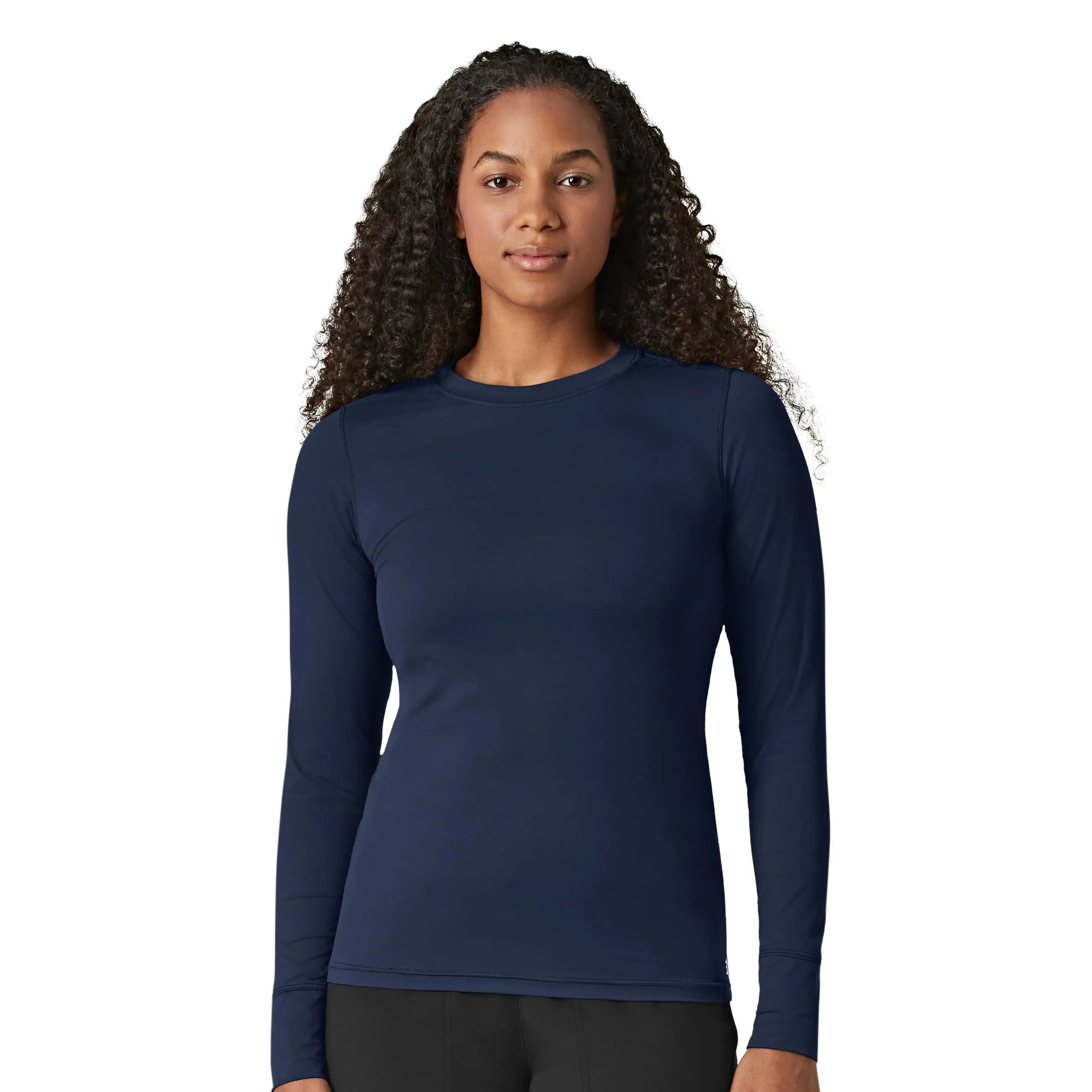 Wink Women's Performance Long Sleeve Tee - Navy Mesh Fabric Canvas Fabric Denim Fabric