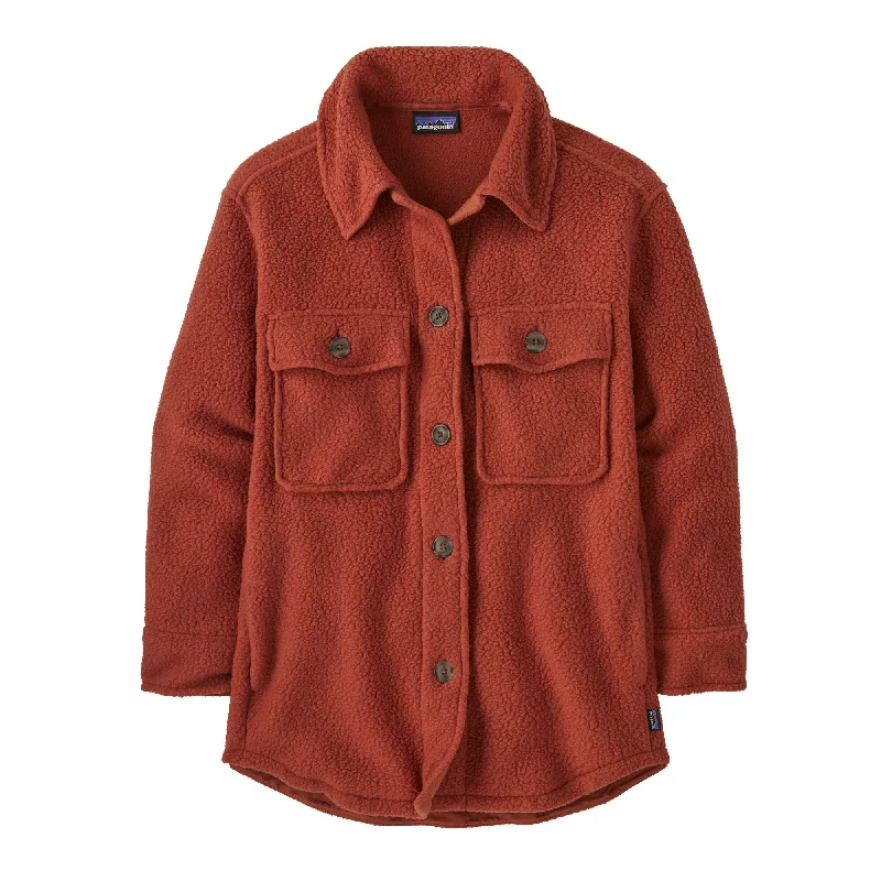 Women's Retro Pile Shacket Embellished Collar Blouse