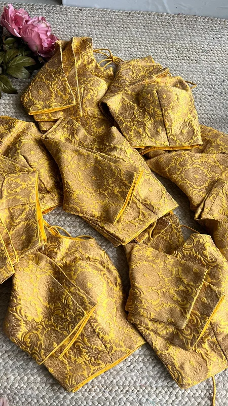 Yellow banarsi embroidery worked blouse Chic Square Blouse