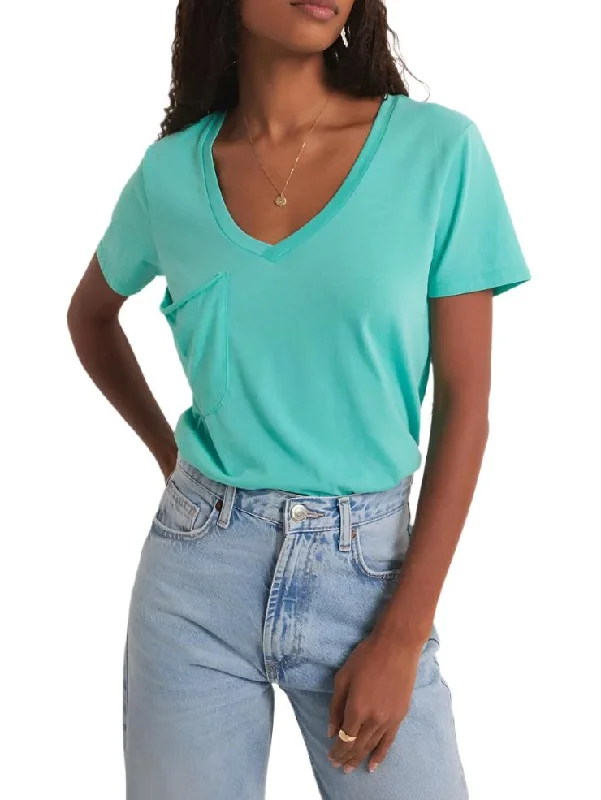 Z Supply V Neck Pocket Tee Cabana Green Layered Multi-layer Single Layer