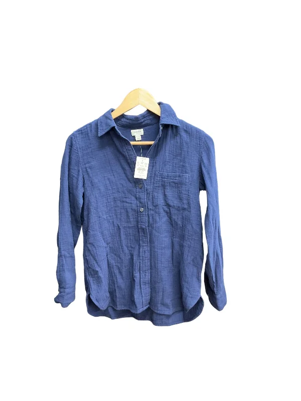 Blouse By J. Crew In Navy, Size: Xs Asymmetric Hem Blouse