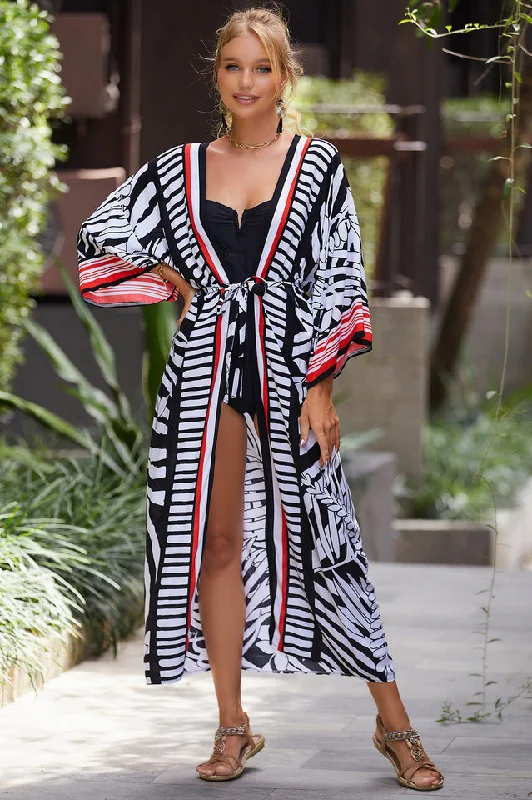 Tie Dye Belt Kimono Blouse (15 Colors) Casual Relaxed Blouse
