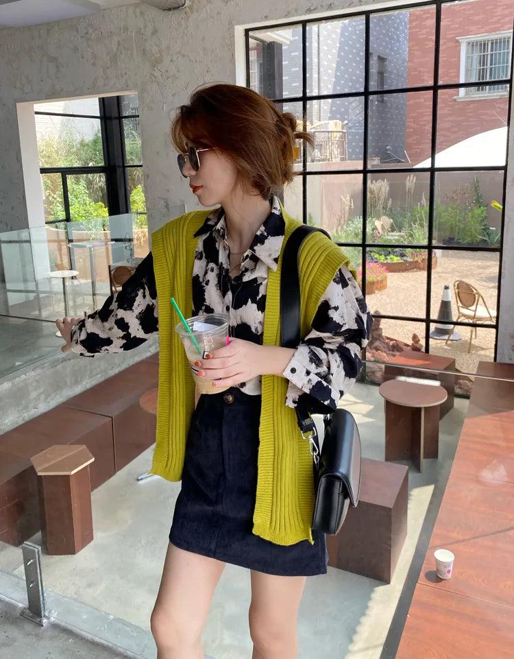 Black and White Printed Blouse Loose Fit Blouse