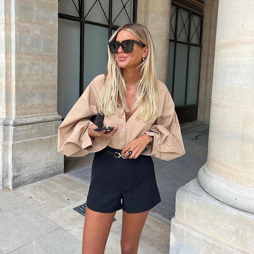 Casual Long Lantern Sleeve Blouse Floral Print Blouse