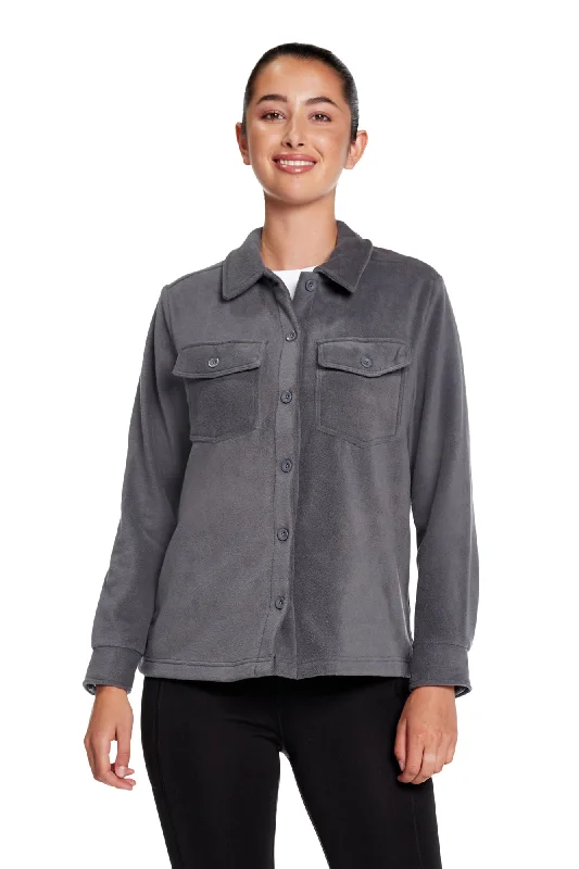 Jasper Polar Plush Fleece Shacket High Neck Blouse