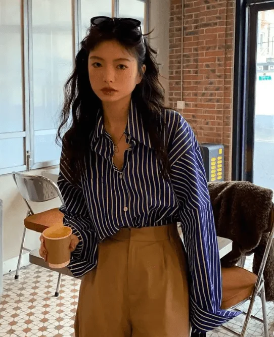 Long Sleeve Striped Blouse Feminine Tie Blouse