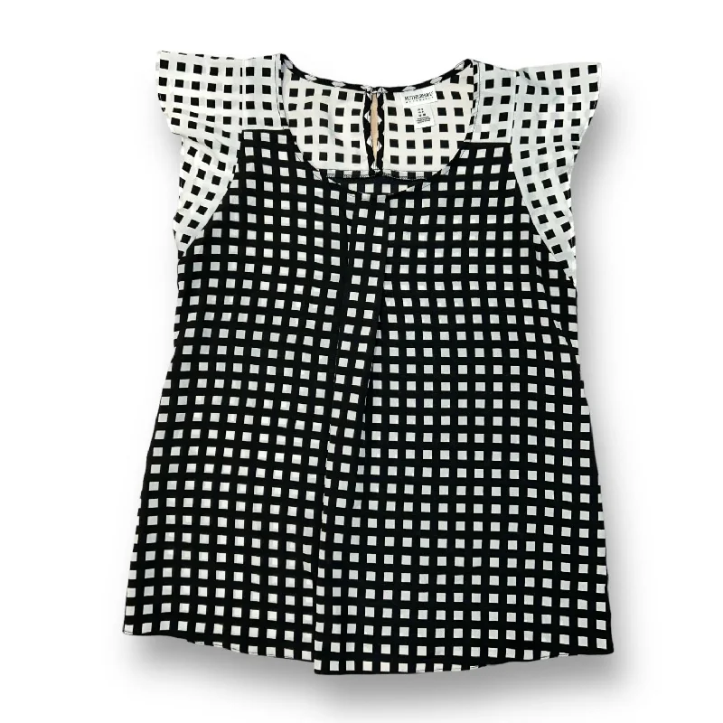 Motherhood Size S B&W Checkered Maternity Blouse Silky Tunic Blouse